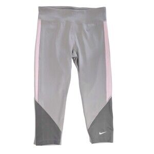 NIKE Capri Leggings Girls L+ New Dri-FIT One Kids Grey High Waist Athletic NWT